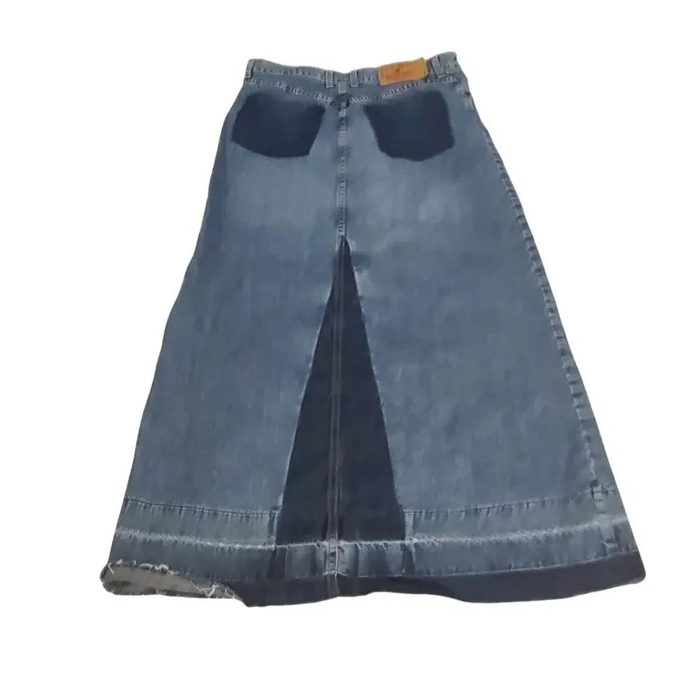 Lucky Brand Vintage Denim maxi women's jean skirt blue Size 6 Y2K 100% cotton - Picture 2 of 9